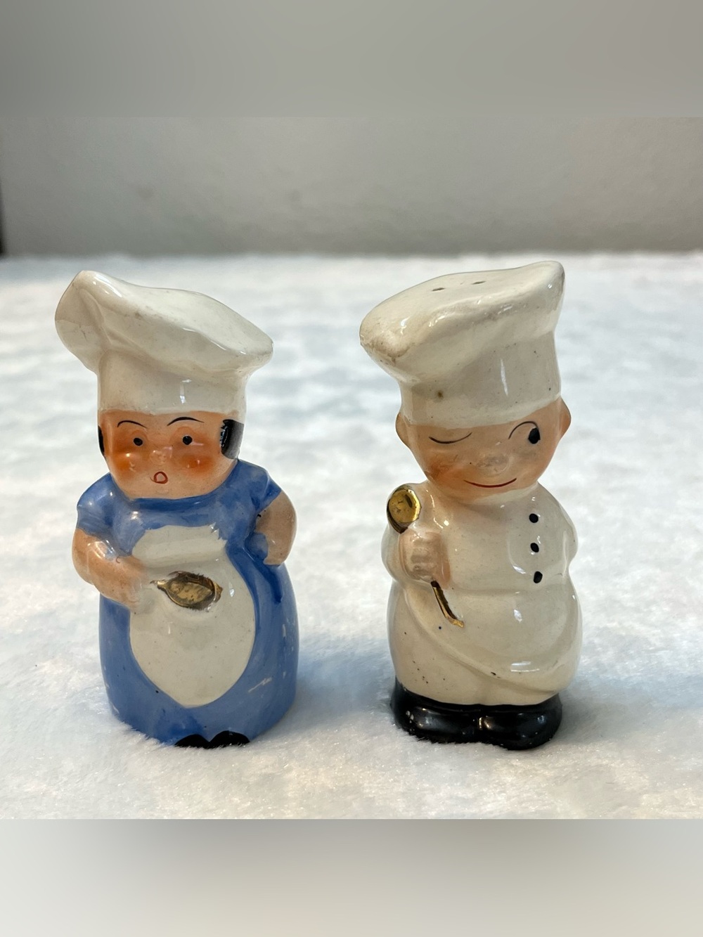 Vintage 1950’s Chef Couple Hand Painted Salt and Pepper Shakers Japan Ceramic